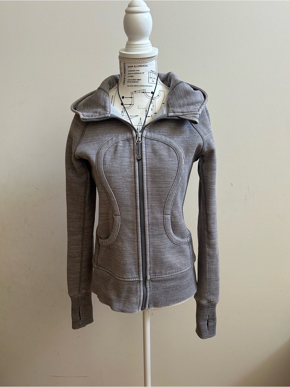 lululemon athletica Heather Gray Zip-Up Funnel Neck Jacket